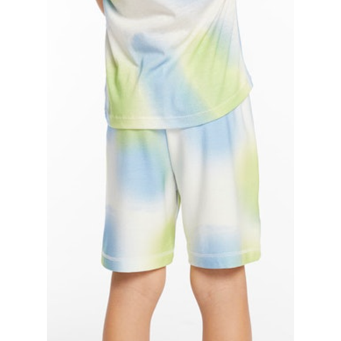 lightning bolt shorts| blue green spray