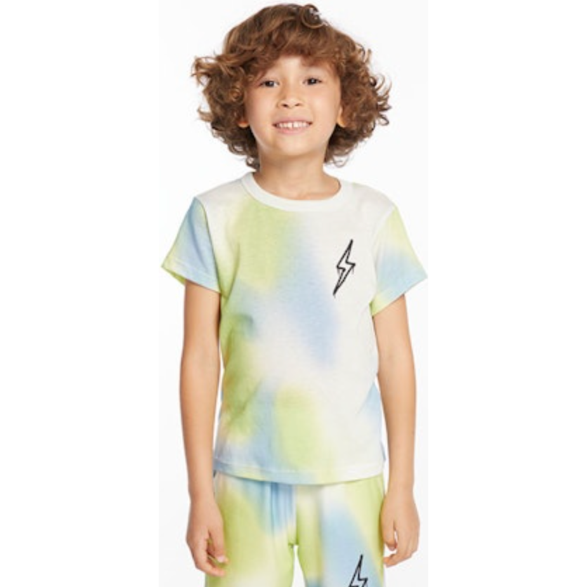 lightning bolt tee | blue green spray