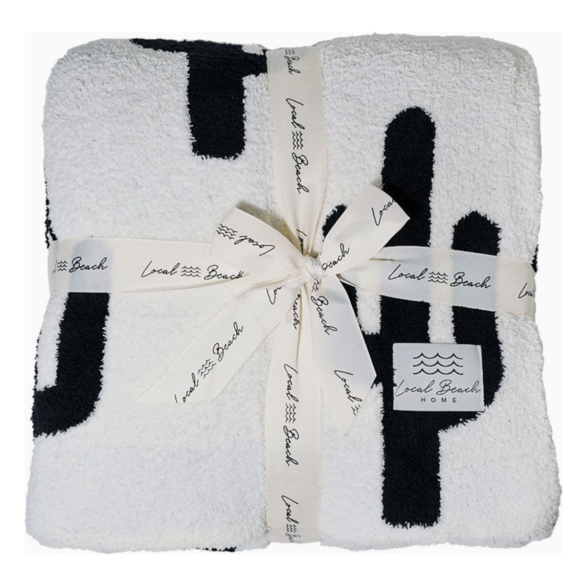 cactus home blanket | black &amp; cream