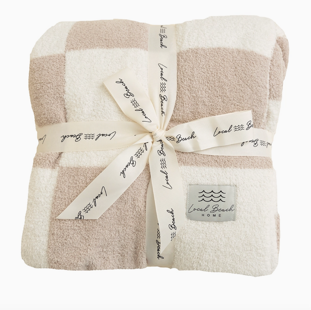 checker luxe baby blanket | sand & cream