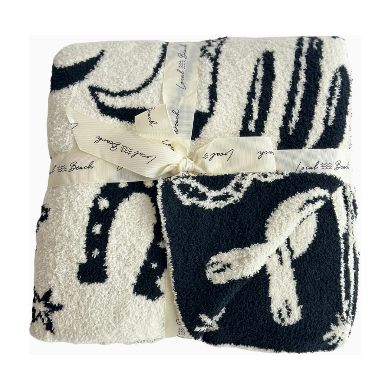 baby western luxe home blanket | black & cream