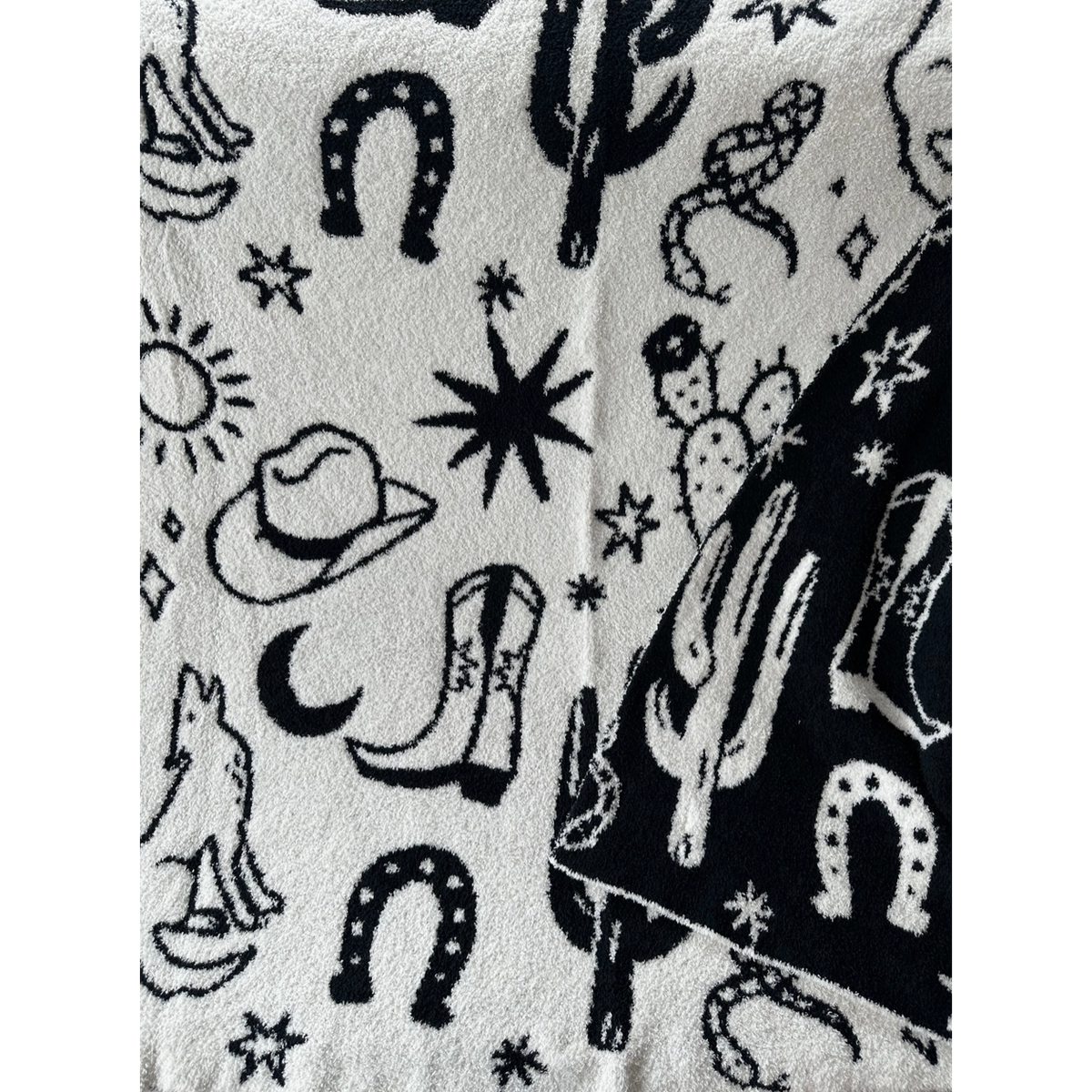 baby western luxe home blanket | black & cream