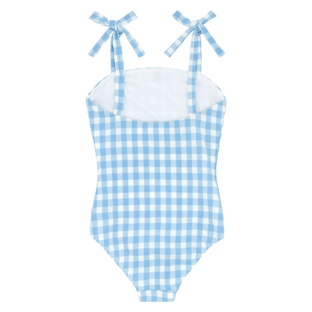 girls surfside blue crinkle gingham one piece