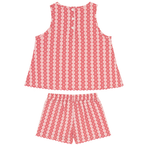 girls regatta red paisley scalloped shorts set