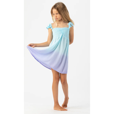 kids hollie dress | aqua lavender ombre