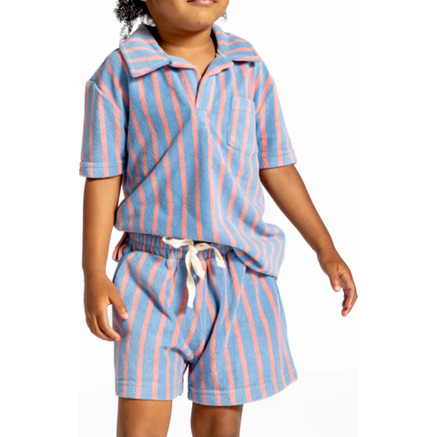 boys maritime stripe shorts + polo | french blue terry