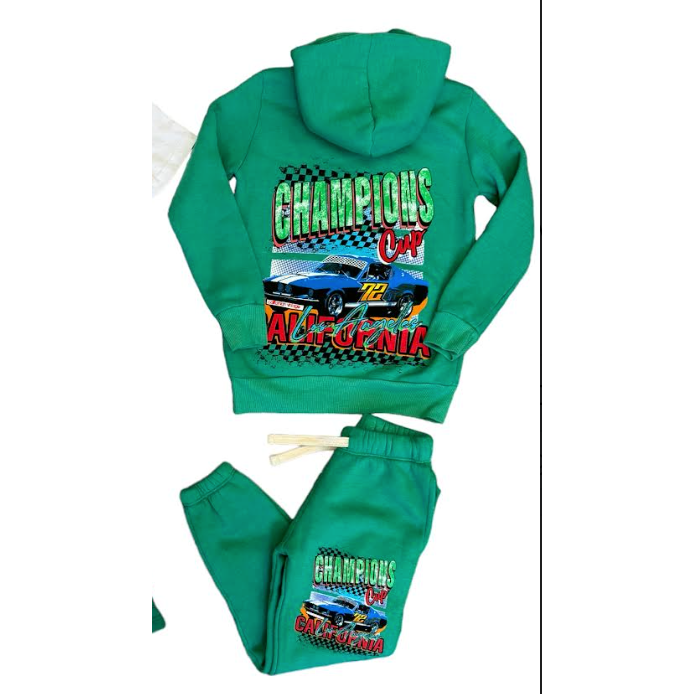 champions hoodie + sweatpant | green