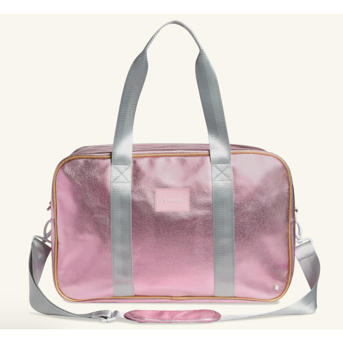 rockaway duffle | metallic pink & silver