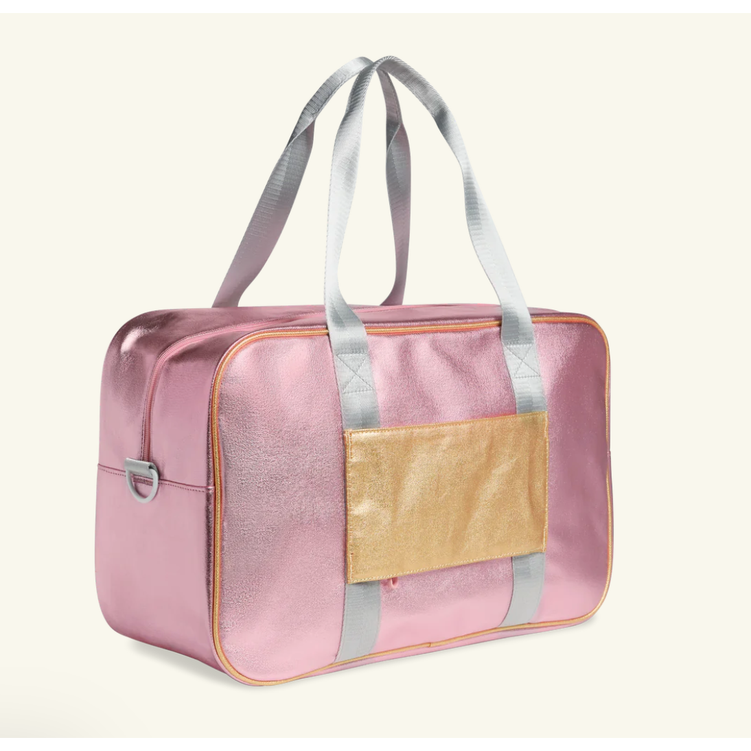 rockaway duffle | metallic pink & silver