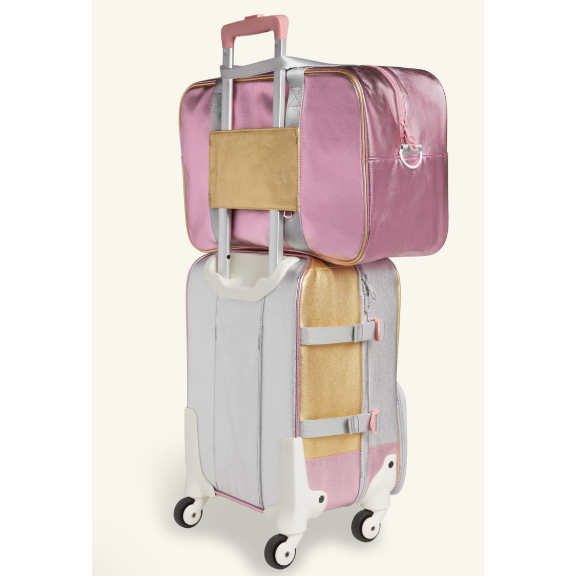 rockaway duffle | metallic pink & silver