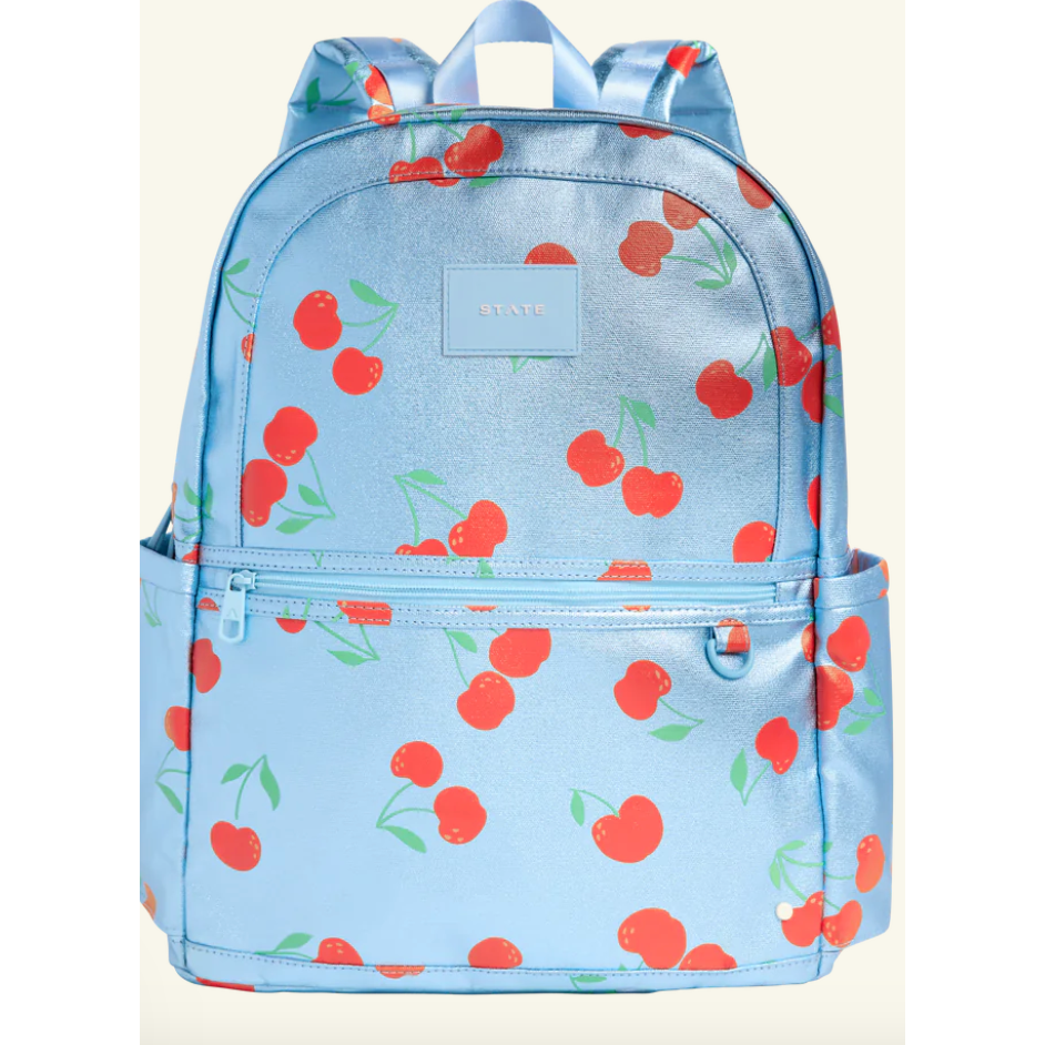 kane kids large double pocket backpack | blue cherries