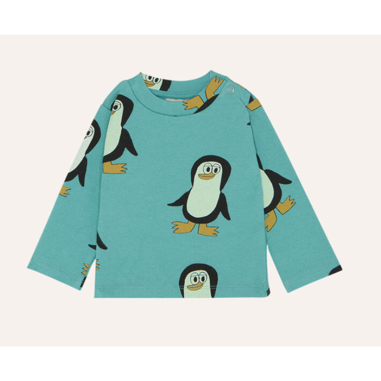 penguins all over sleeve t-shirt | light blue