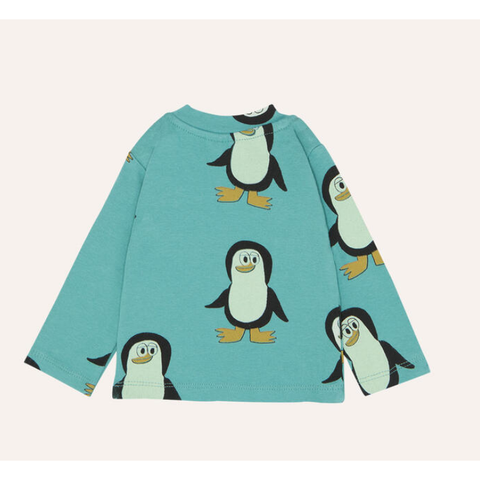 penguins all over sleeve t-shirt | light blue