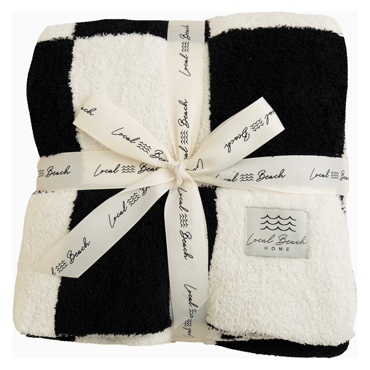 baby checker luxe home blanket | black & cream