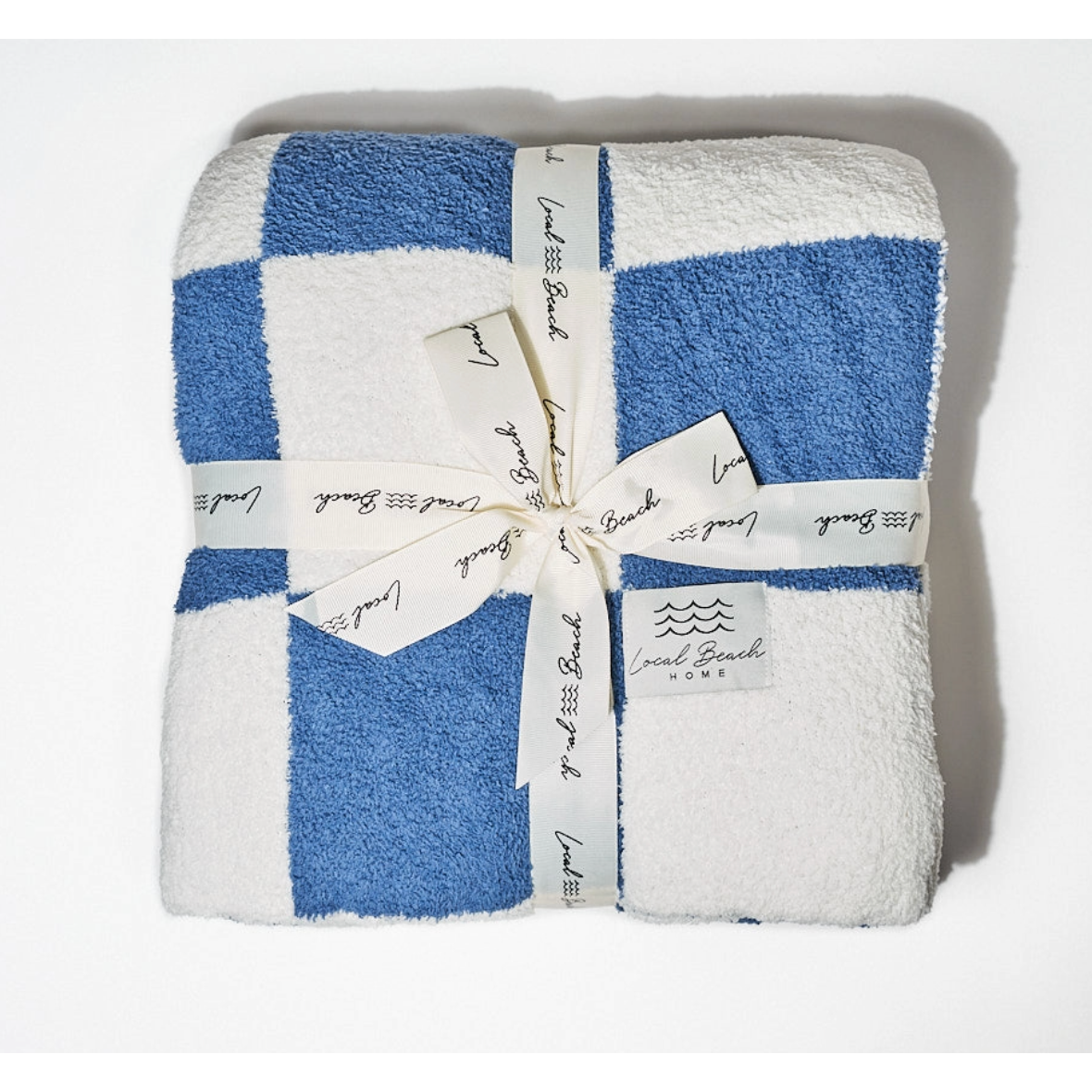 baby checker luxe home blanket | blue &amp; cream