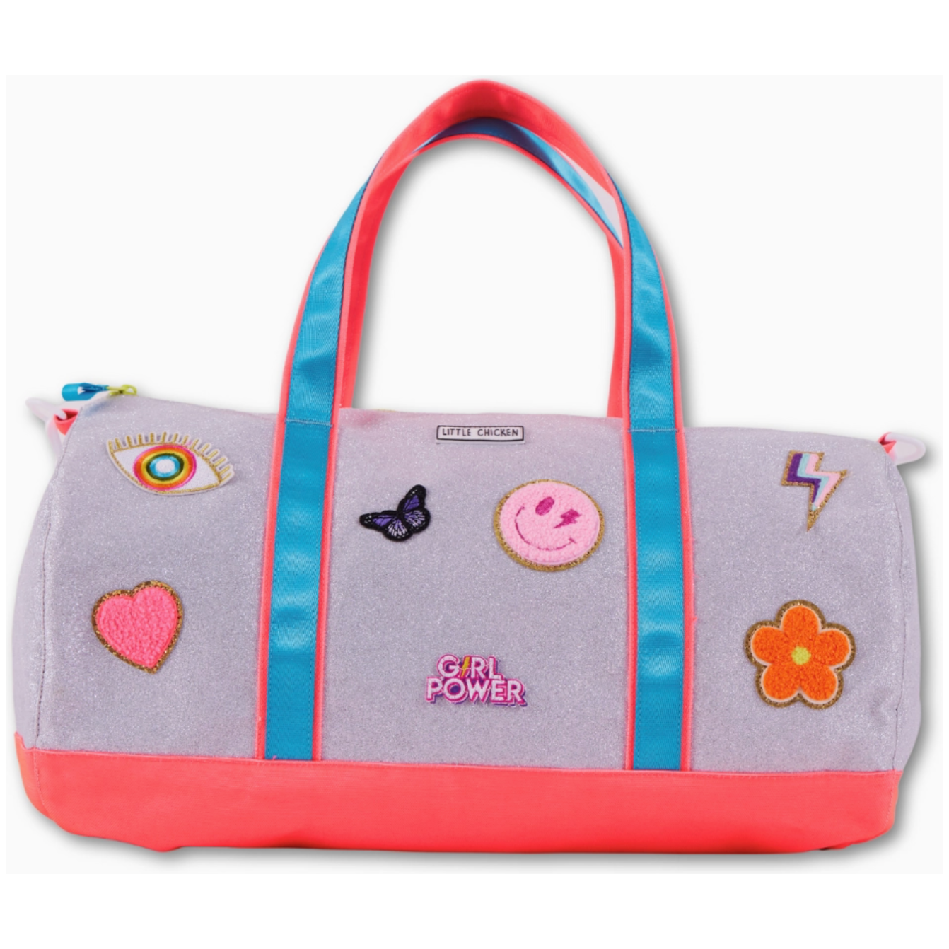 kids silver glitter duffle bag