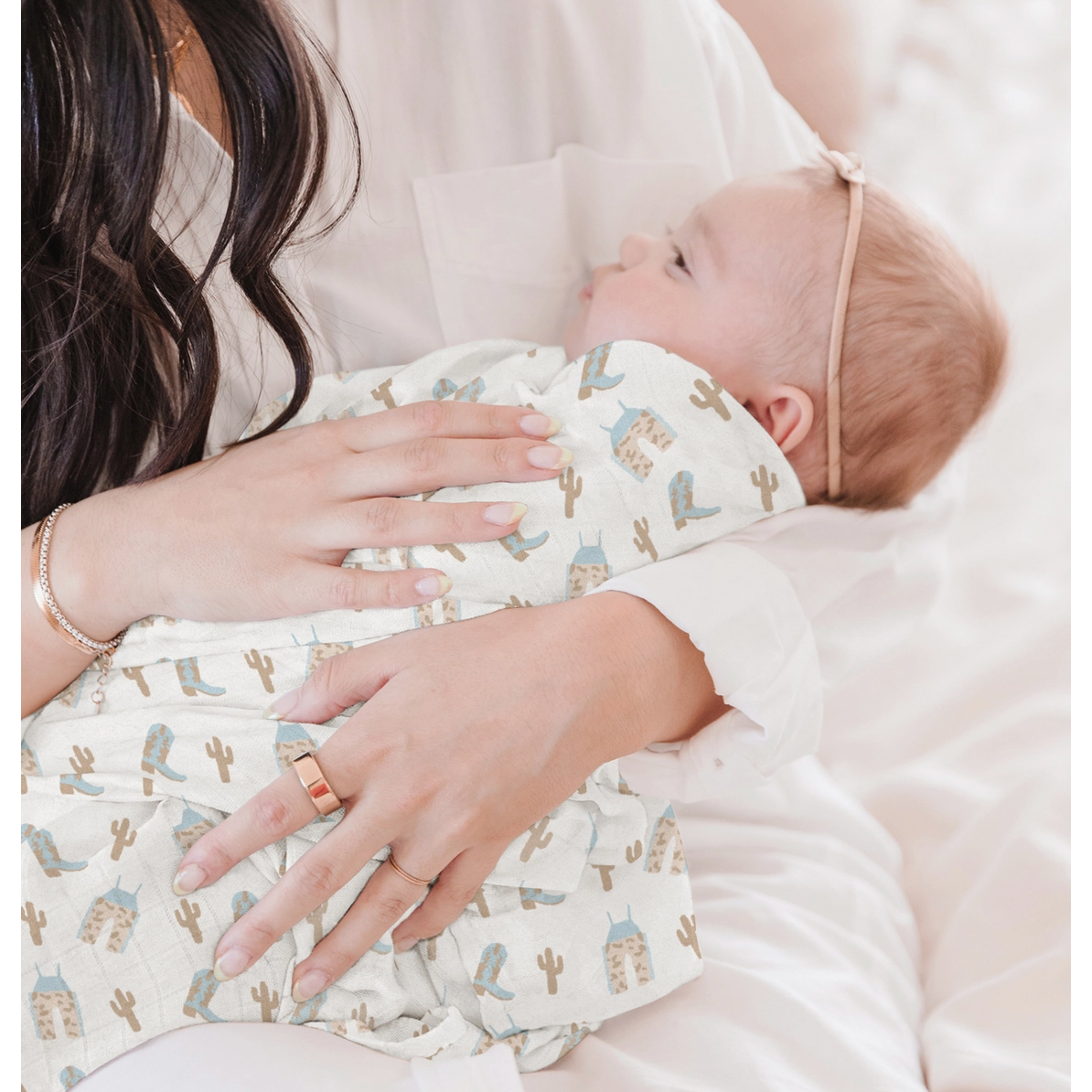 swaddle blanket set | howdy partner blue