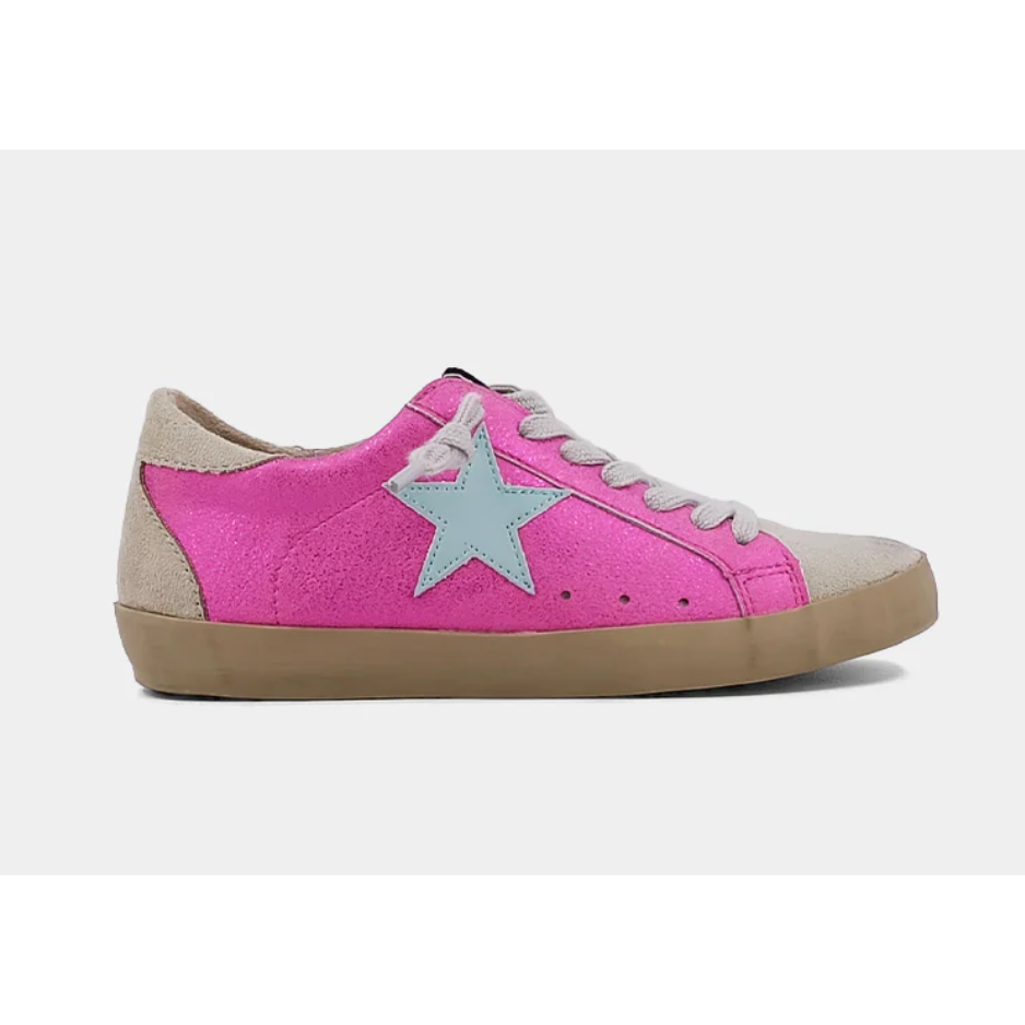 paula kids low-top sneaker | metallic fushia