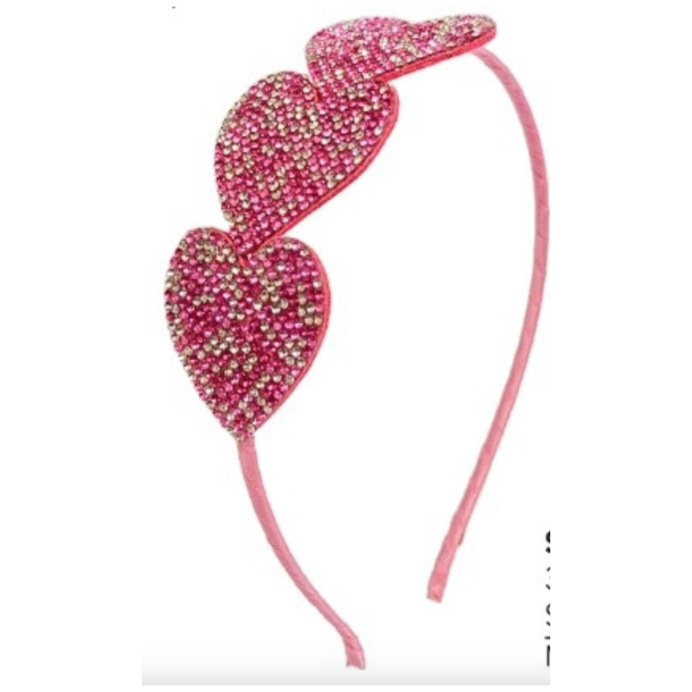 small crystalized heart clips headband
