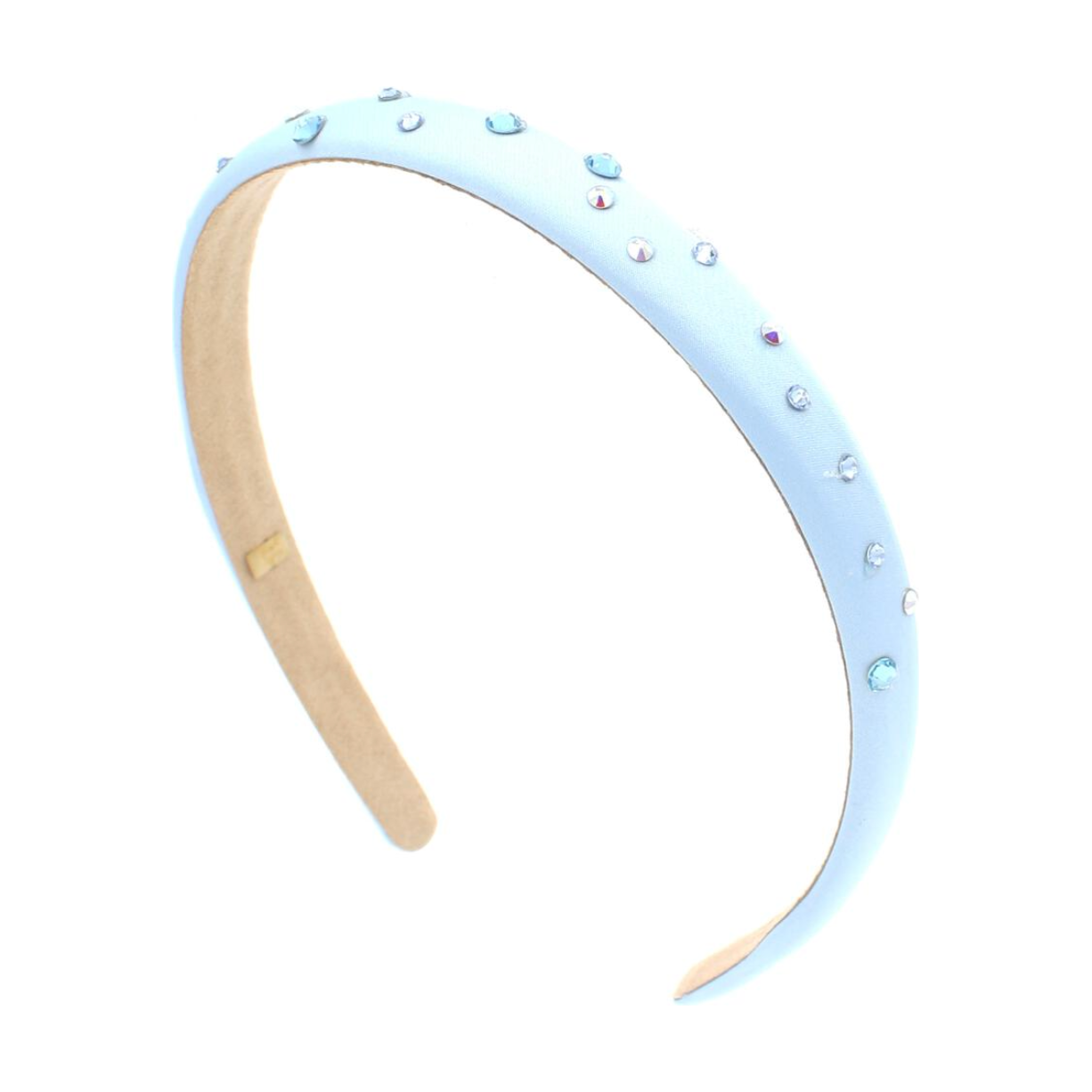 crystallized thin satin headband | blue