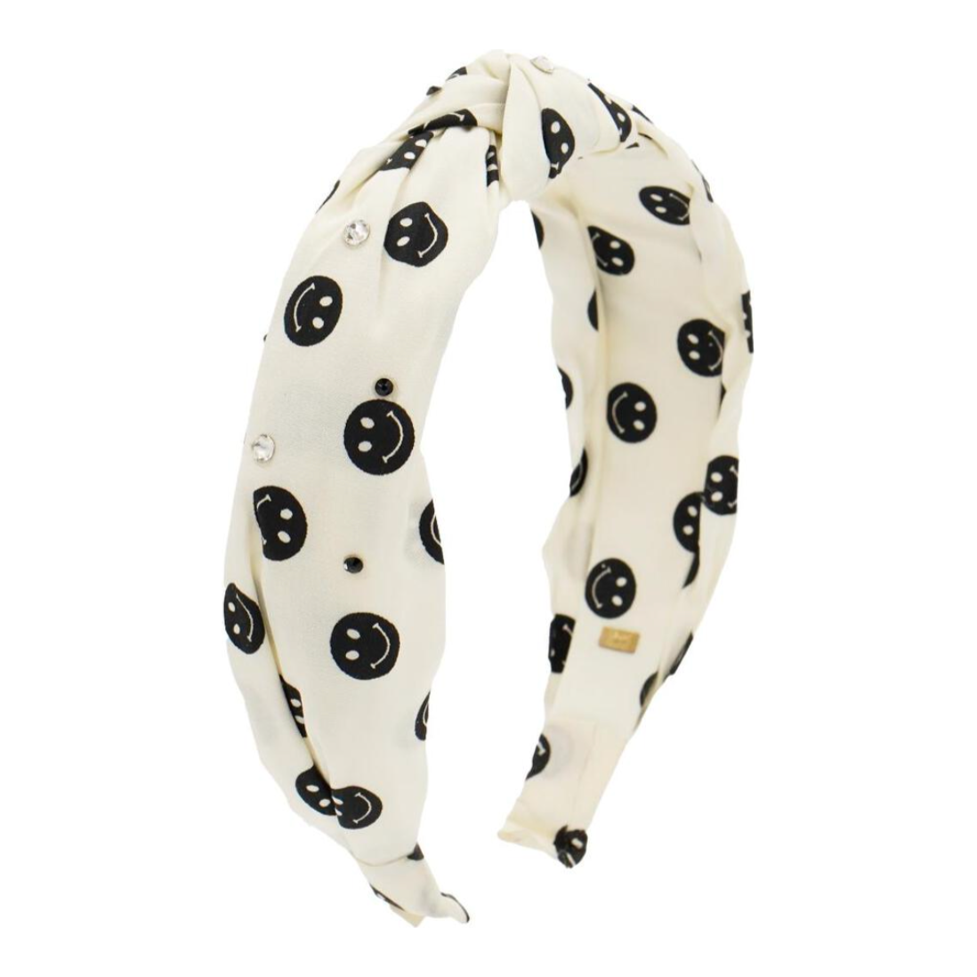 crystalized smile print knot headband | white