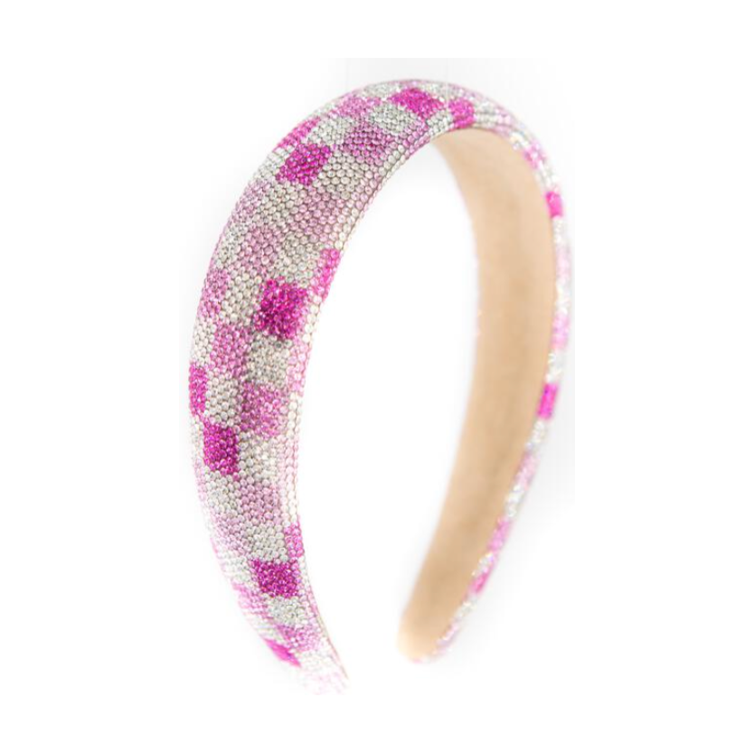 crystallized checked headband | pink