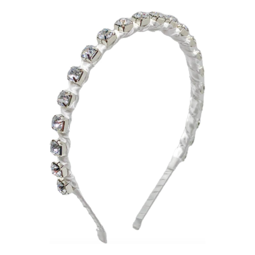 thin jeweled headband  | white