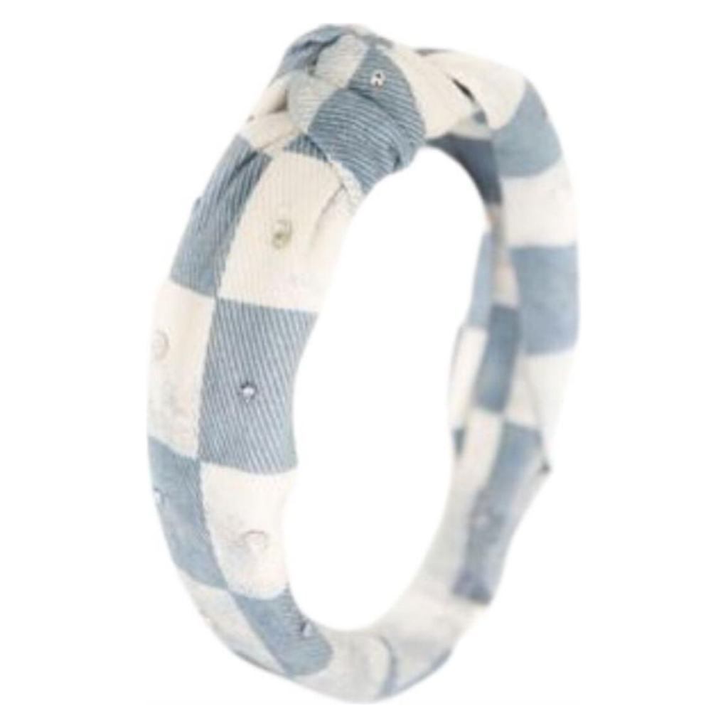 crystallized denim check headband