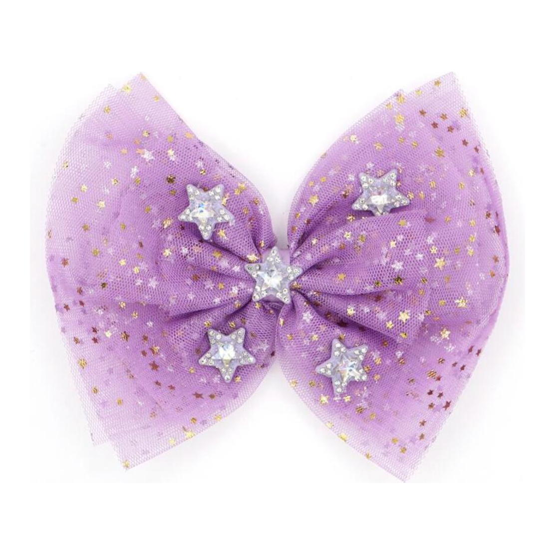 star print tulle with crystal star charms clip | purple