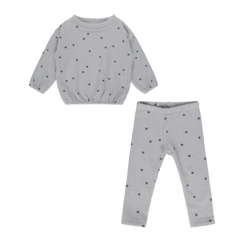 spongey knit set || blue stars