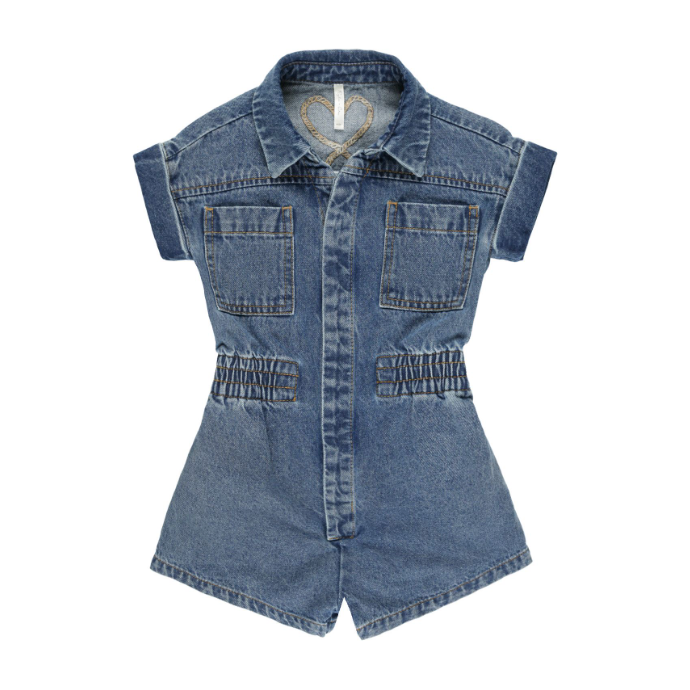 utility romper || indigo