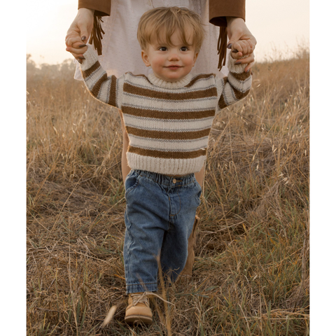 aspen sweater|| saddle stripe