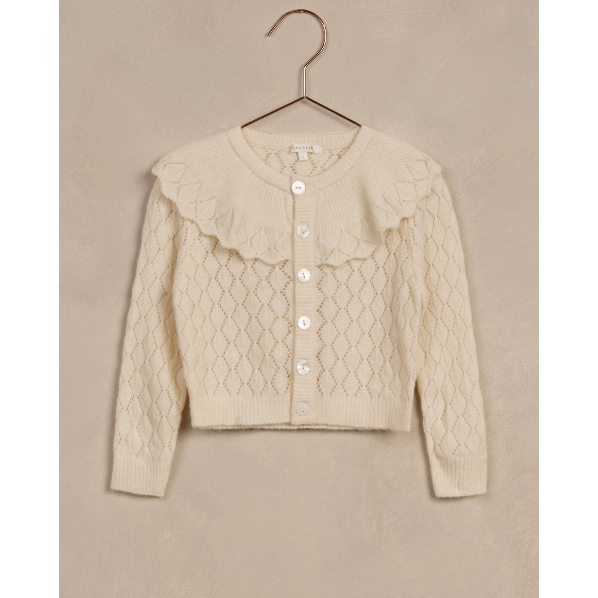 ruffle cardigan || ivory