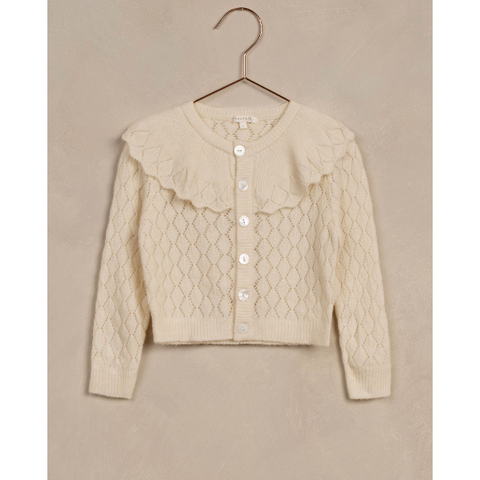 ruffle cardigan || ivory