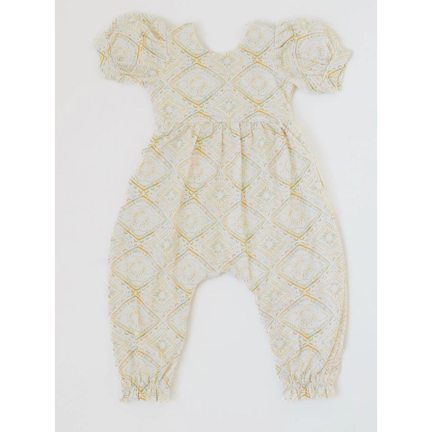 rosie romper | muted geo