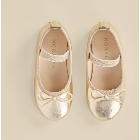 ballet flats || metallic ecru