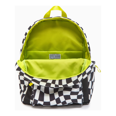 checkered kids backpack with patches