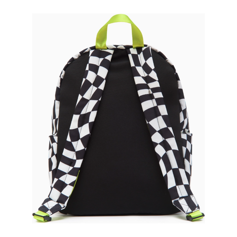 checkered kids backpack with patches