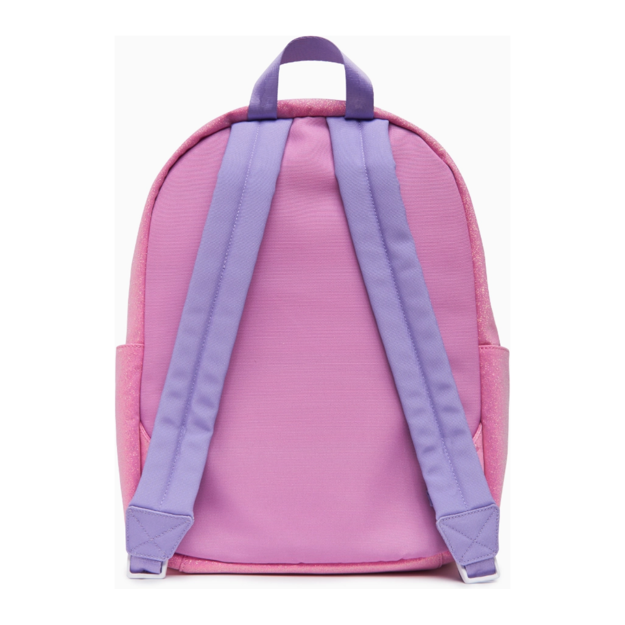 pink glitter backpack with patches