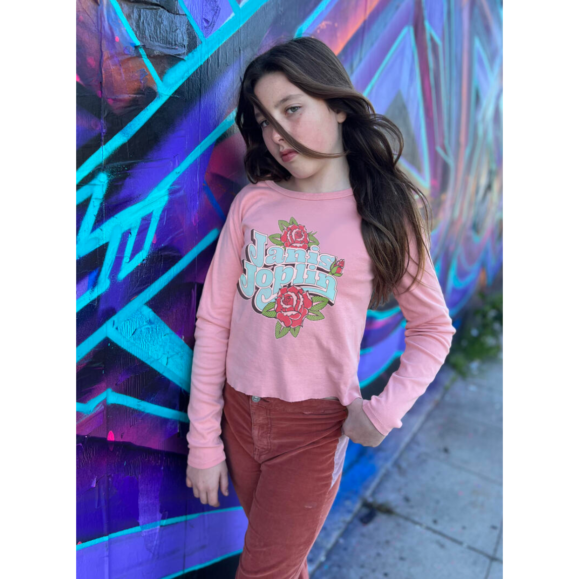 janis joplin rose l/s rib tee