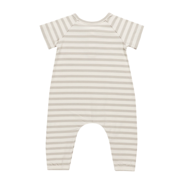 short sleeve jumpsuit || grey stripe