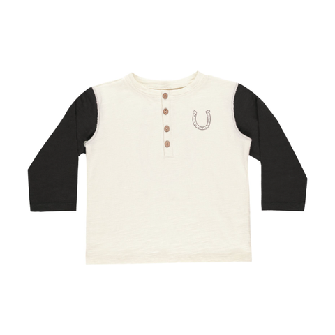 henley long sleeve tee || good luck