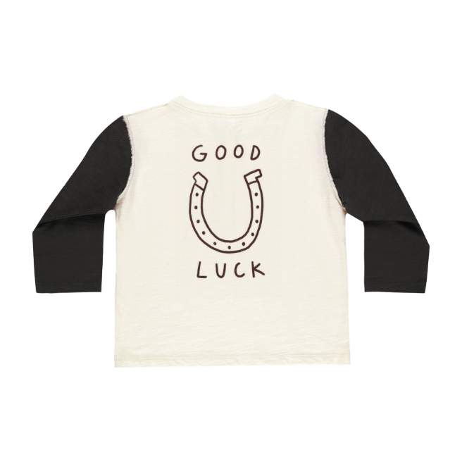 henley long sleeve tee || good luck