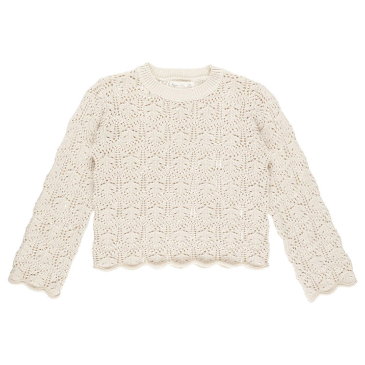 crochet knit pullover || natural