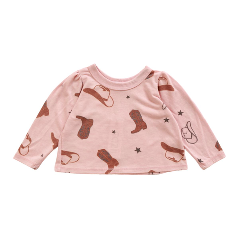 puff long sleeve tee cowboy | ballet pink