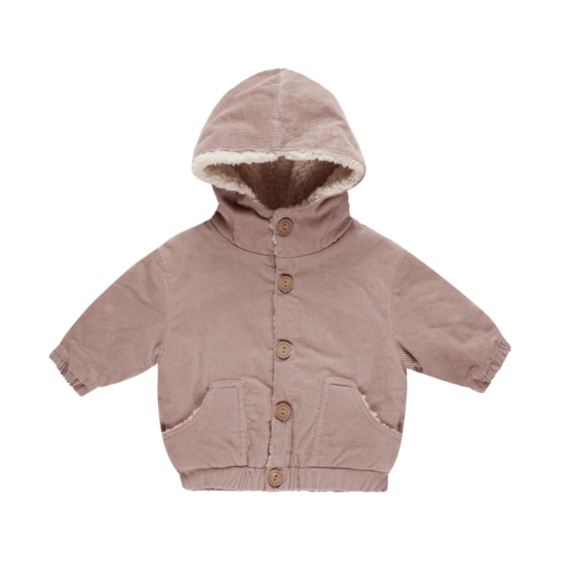 corduroy hooded jacket || mauve