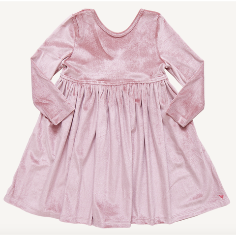 girls velour steph dress | mauve