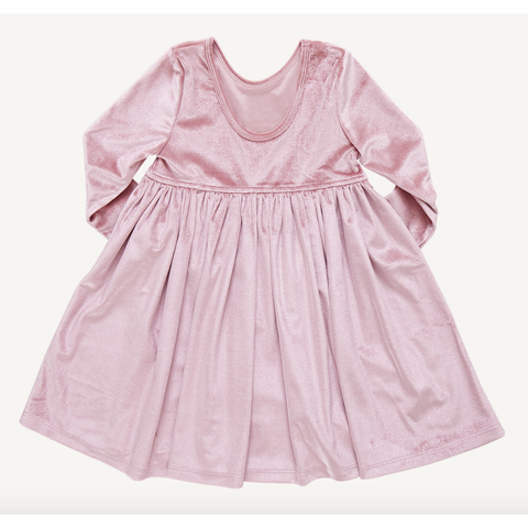 girls velour steph dress | mauve