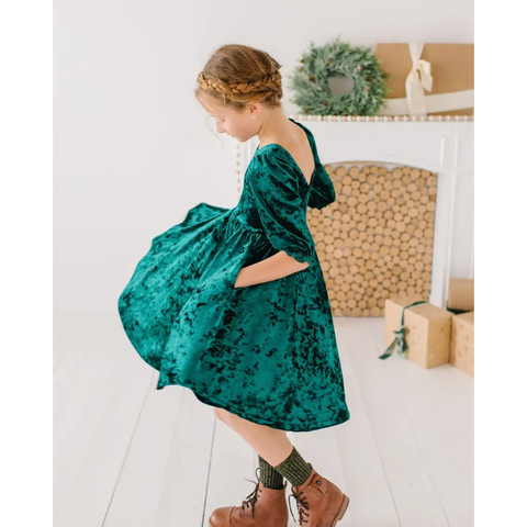 pippa dress | crushed green velvet