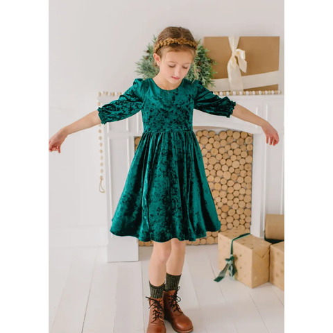 pippa dress | crushed green velvet